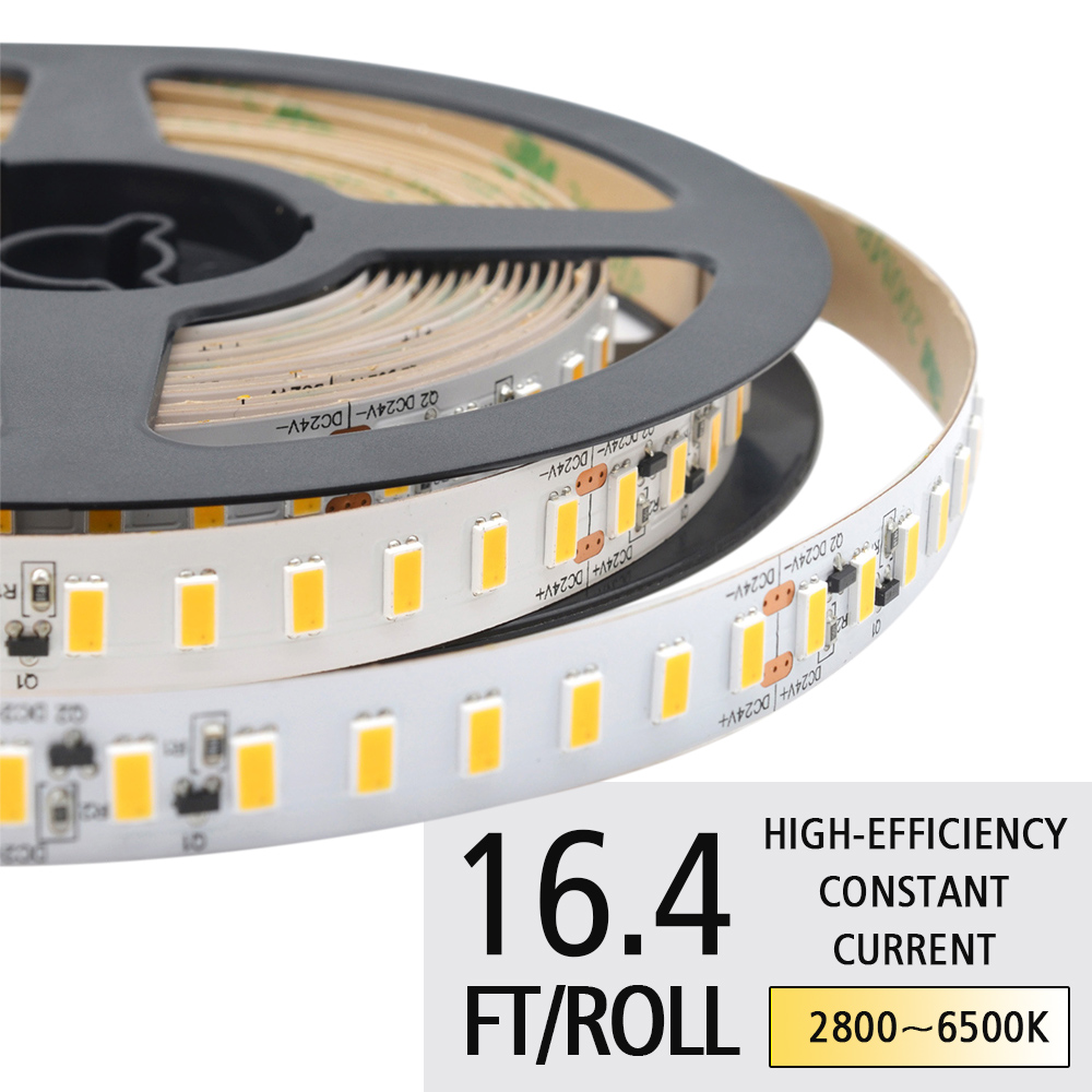Ultra Efficiency 5630 128LEDs/M Flexible White LED Rope Light - DC24V Constant Current Smart LED Strip
